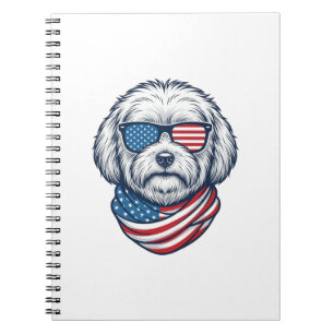 Patriotisk Fluffig Hund Vektor Illustration_1 Anteckningsbok