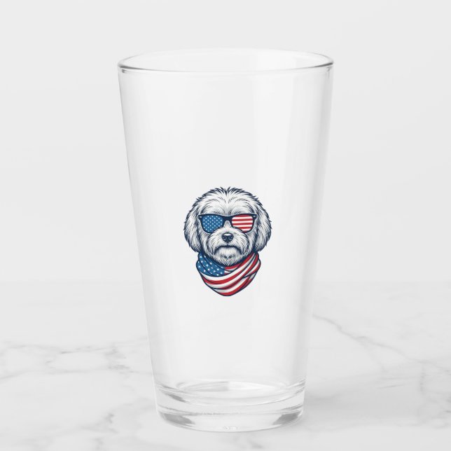 Patriotisk Fluffig Hund Vektor Illustration_1 Glaskopp (Framsida)