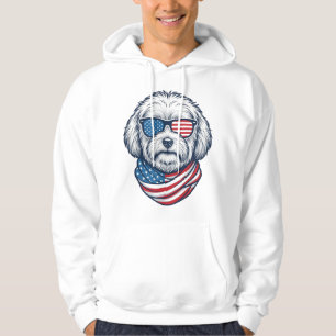 Patriotisk Fluffig Hund Vektor Illustration_1 Hoodie