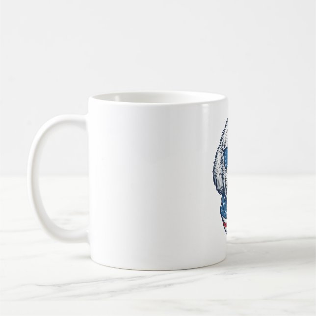 Patriotisk Fluffig Hund Vektor Illustration_1 Kaffemugg (Vänster)