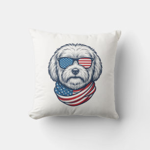 Patriotisk Fluffig Hund Vektor Illustration_1 Kudde