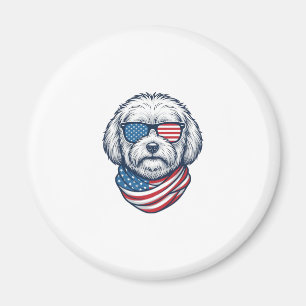 Patriotisk Fluffig Hund Vektor Illustration_1 Magnet
