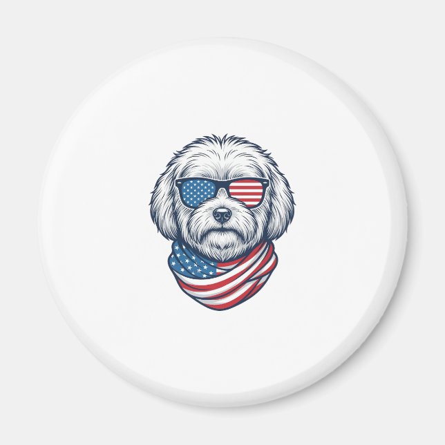 Patriotisk Fluffig Hund Vektor Illustration_1 Magnet (Framsidan)