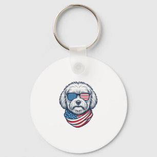 Patriotisk Fluffig Hund Vektor Illustration_1 Nyckelring