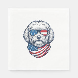 Patriotisk Fluffig Hund Vektor Illustration_1 Pappersservett