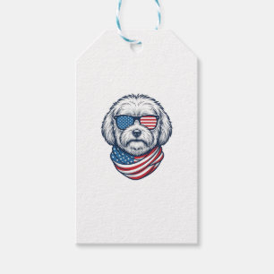 Patriotisk Fluffig Hund Vektor Illustration_1 Presentetikett