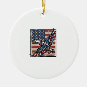 Patriotisk flygande anka Vintage gravyr skjorta De Julgransprydnad Keramik
