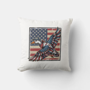 Patriotisk flygande anka Vintage gravyr skjorta De Kudde