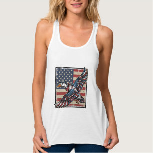 Patriotisk flygande anka Vintage gravyr skjorta De Linne Med Racerback