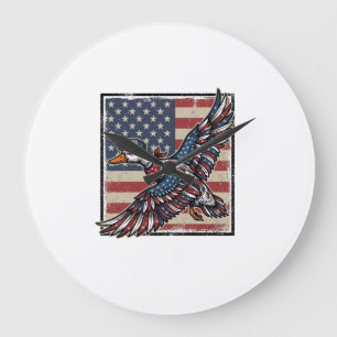 Patriotisk flygande anka Vintage gravyr skjorta De Stor Klocka