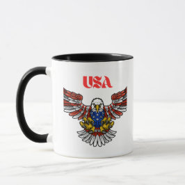Patriotisk flygande design med vit huvudhavsörn mugg