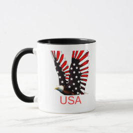 Patriotisk flygande design med vit huvudörn mugg
