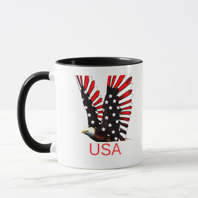 Patriotisk flygande design med vit huvudörn mugg (Vänster)