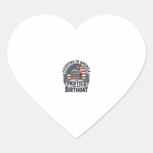 Patriotisk födelsedagsfest Vintage kakskjorta desi Hjärtformat Klistermärke