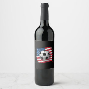 Patriotisk fotboll 4 juli herr usa amerikansk flag vinflaska etikett