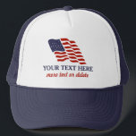 Patriotisk Fourth av anpassningsbar för Juli Truckerkeps<br><div class="desc">Fira det rött, viten och blåtten med denna amerikanUSA flaggahatt som presenterar en roligt och en festlig USA flaggadesign och 2 linjer av beställnings- text (kan tas bort). Perfekt för all din sommar, 4th av Juli och patriotiska firanden. Kontroll, ut som vår annan USA flagga planlägger, genom att klicka på...</div>