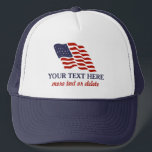 Patriotisk Fourth av anpassningsbar för Juli Truckerkeps<br><div class="desc">Fira det rött, viten och blåtten med denna amerikanUSA flaggahatt som presenterar en roligt och en festlig USA flaggadesign och 2 linjer av beställnings- text (kan tas bort). Perfekt för all din sommar, 4th av Juli och patriotiska firanden. Kontroll, ut som vår annan USA flagga planlägger, genom att klicka på...</div>