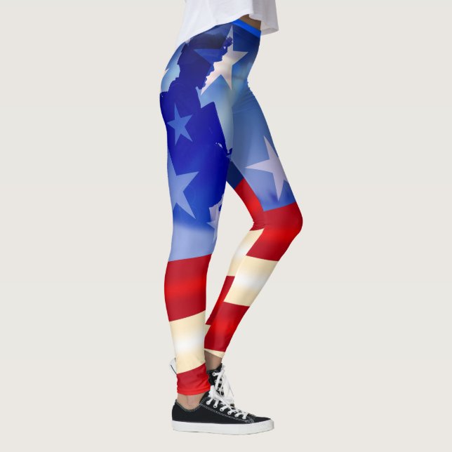 Patriotisk Fourth av den Juli veterandagen Leggings (Höger)
