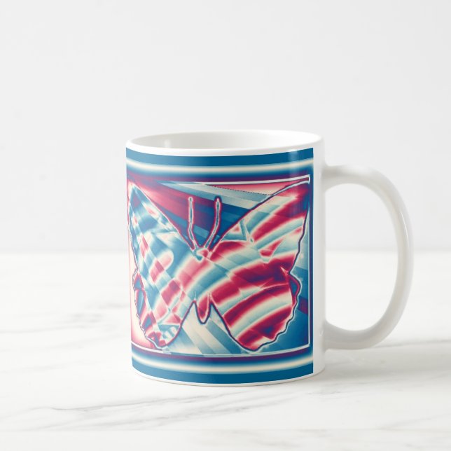 Patriotisk Fractalfjäril Kaffemugg (Höger)