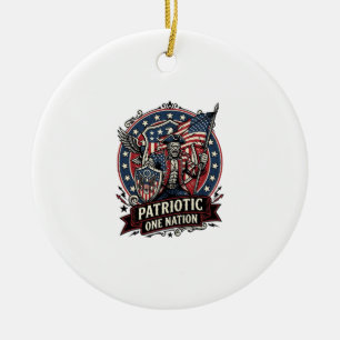Patriotisk Frankenstein Frihet Odjur Skräck Monste Julgransprydnad Keramik