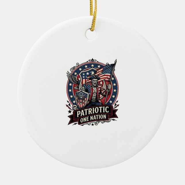 Patriotisk Frankenstein Frihet Odjur Skräck Monste Julgransprydnad Keramik (Framsidan)