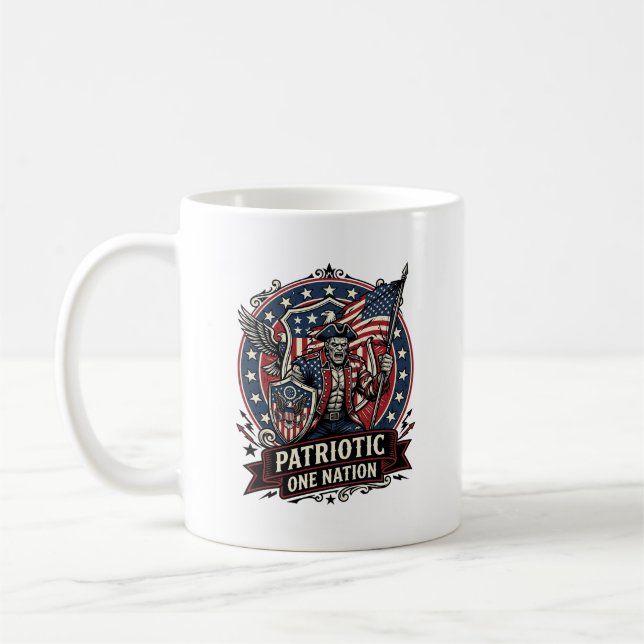 Patriotisk Frankenstein Frihet Odjur Skräck Monste Kaffemugg (Vänster)