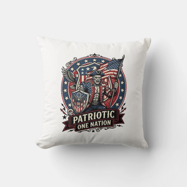 Patriotisk Frankenstein Frihet Odjur Skräck Monste Kudde (Framsida)