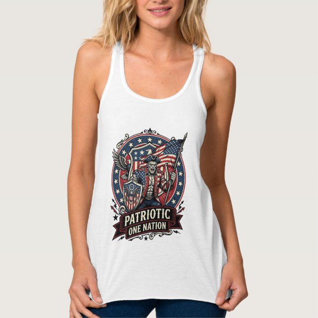 Patriotisk Frankenstein Frihet Odjur Skräck Monste Linne Med Racerback (Framsida)