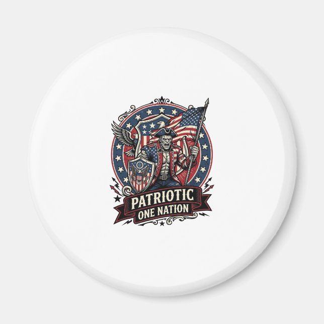 Patriotisk Frankenstein Frihet Odjur Skräck Monste Magnet (Framsidan)