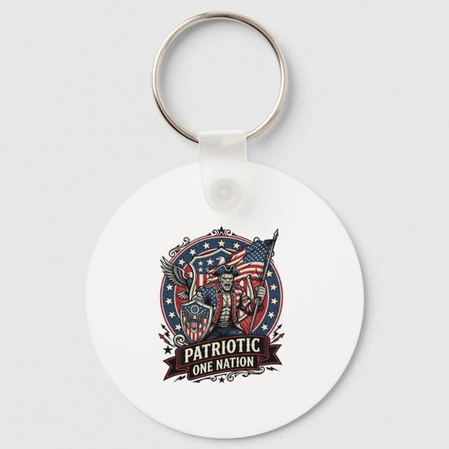 Patriotisk Frankenstein Frihet Odjur Skräck Monste Nyckelring (Framsida)