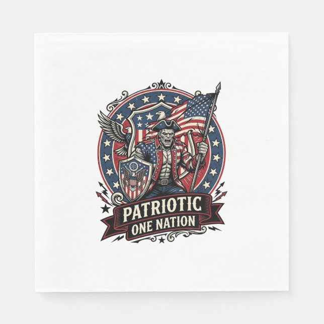 Patriotisk Frankenstein Frihet Odjur Skräck Monste Pappersservett (Framsidan)
