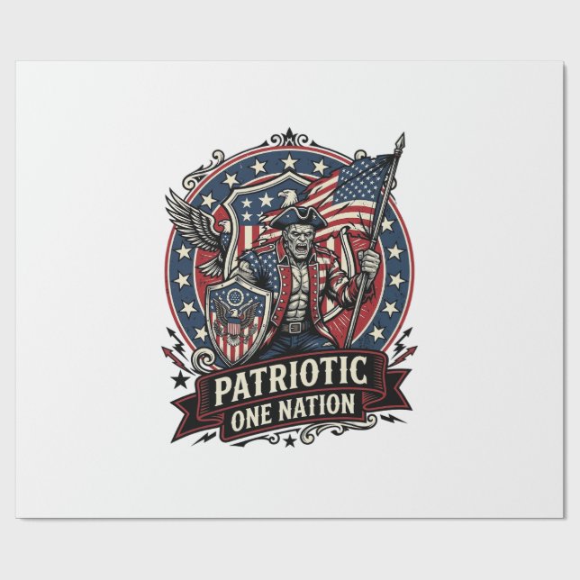 Patriotisk Frankenstein Frihet Odjur Skräck Monste Presentpapper (Platt)
