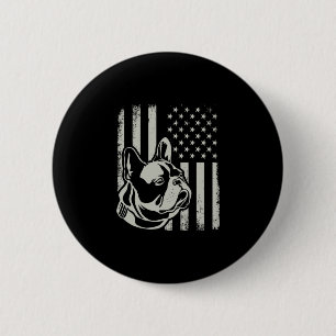Patriotisk fransk bulldog ägare älskare amerikansk knapp