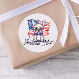 Patriotisk fransk bulldog frenchie-mamma runt klistermärke