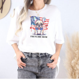 Patriotisk fransk bulldog frenchie-mamma t shirt