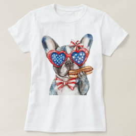 Patriotisk fransk bulldogg t shirt