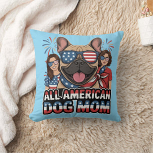 Patriotisk franskis Alla amerikanska hundmamma. Kudde