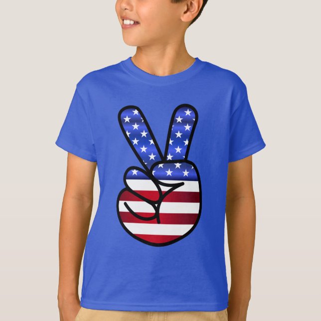 Patriotisk fred finger t-shirt (Framsida)