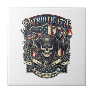 Patriotisk Fredlös Skalle Sheriff Mörk Patriot Ske Kakelplatta