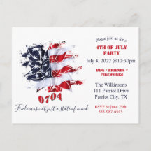Patriotisk fredsblomma 4:e juli BBQ-inbjudan