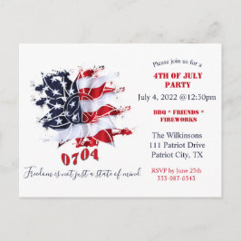 Patriotisk fredsblomma 4:e juli BBQ-inbjudan Vykort