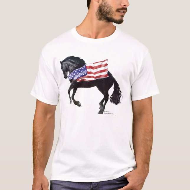 Patriotisk Friesianhästflagga Tröja (Framsida)