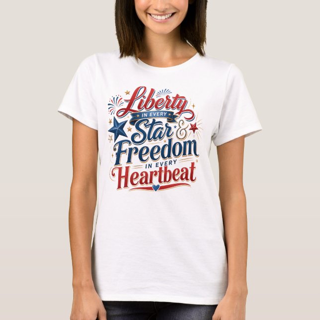 Patriotisk Frihet Frihet Typografi T Shirt (Framsida)