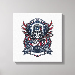 Patriotisk Frihet Gitarrist Dödskalle Musik Rock M Canvastryck