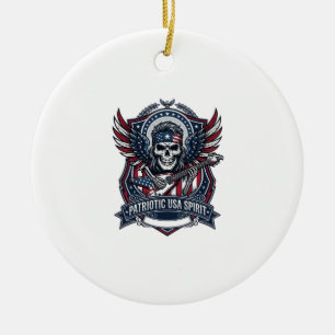 Patriotisk Frihet Gitarrist Dödskalle Musik Rock M Julgransprydnad Keramik
