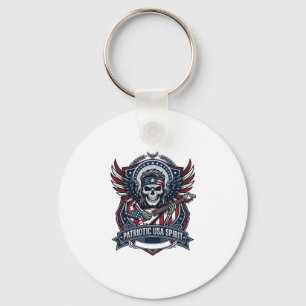 Patriotisk Frihet Gitarrist Dödskalle Musik Rock M Nyckelring
