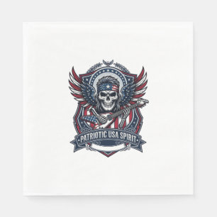 Patriotisk Frihet Gitarrist Dödskalle Musik Rock M Pappersservett