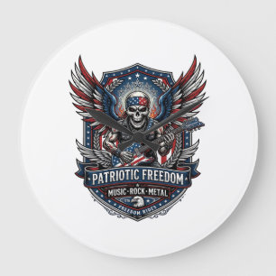 Patriotisk Frihet Gitarrist Dödskalle Musik Rock M Stor Klocka