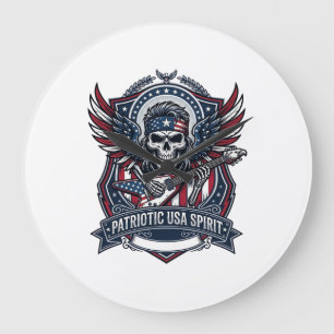Patriotisk Frihet Gitarrist Dödskalle Musik Rock M Stor Klocka