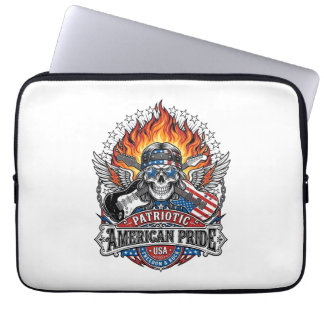 Patriotisk Frihet Gitarrist Skalle Musik Rock Meta Laptop Fodral